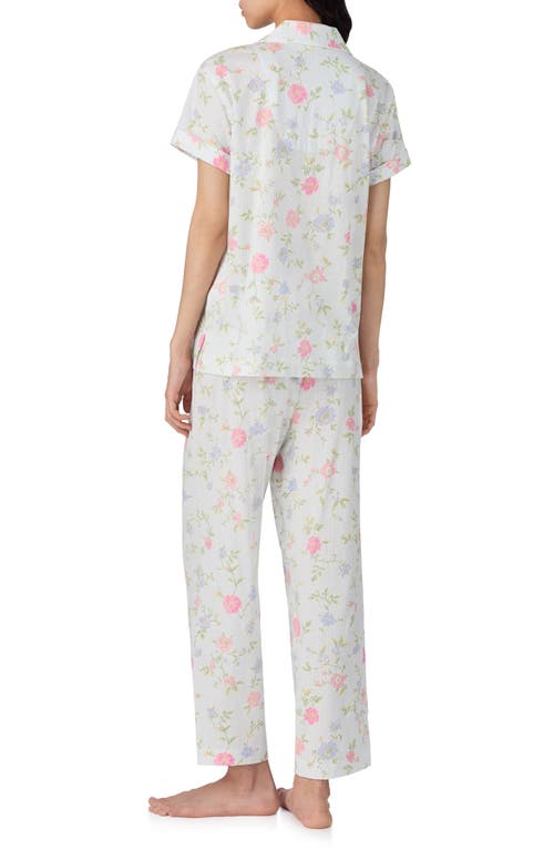 Shop Ralph Lauren Lauren  Floral Short Sleeve Crop Pajamas In Ivory Floral