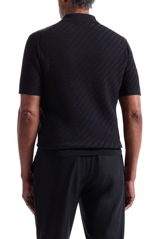 Bugatchi Basket Stitch Cotton Blend Polo Sweater