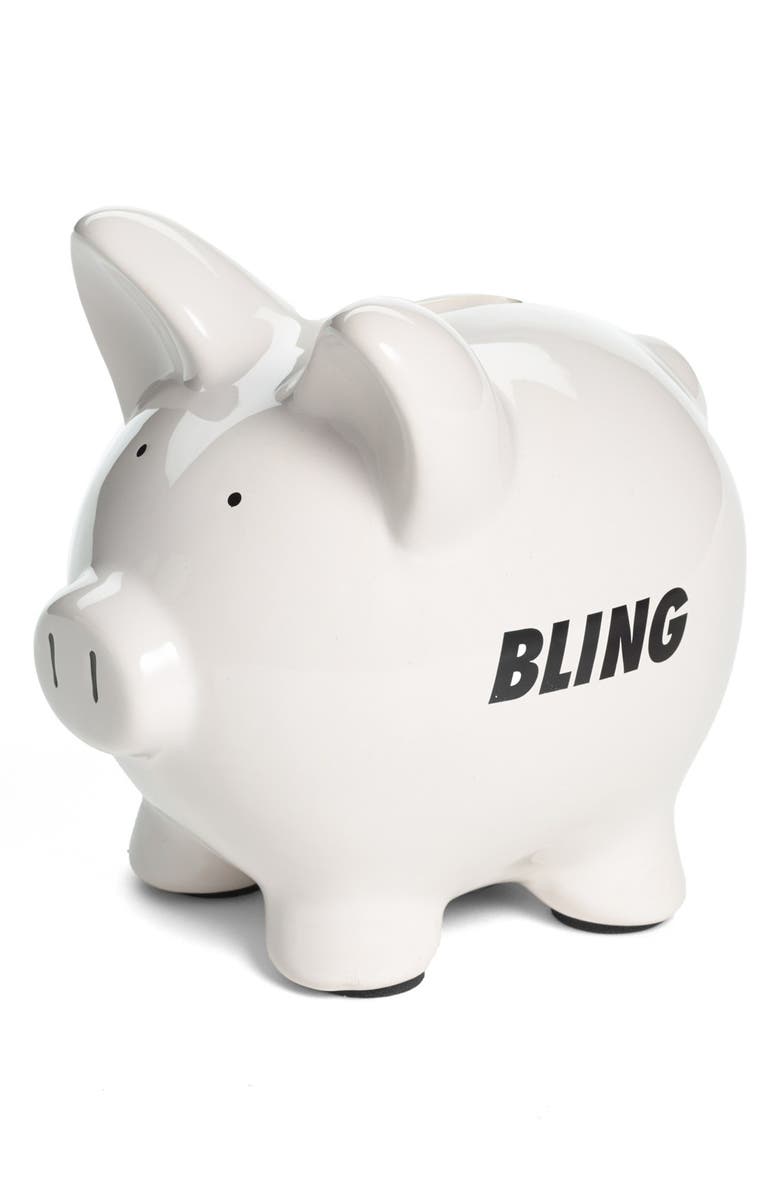 In Record Time 'Bling Bling' Ceramic Piggy Bank, Alternate, color, 
