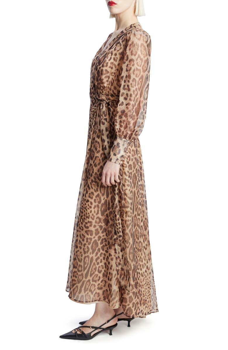 Bardot Lucianna Leopard Print Long Sleeve Wrap Dress, Alternate, color, B Leopard
