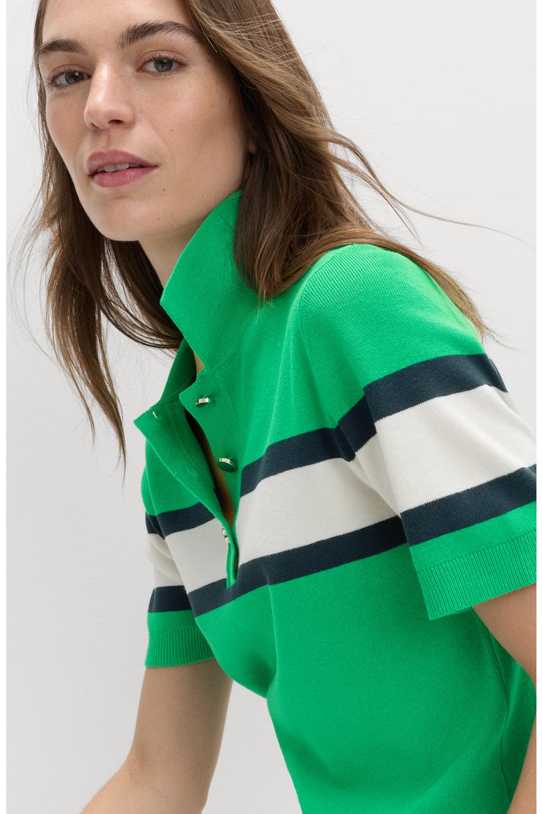 Compact Stripe Polo Sweater, Alternate, color, BRIGHT GREEN