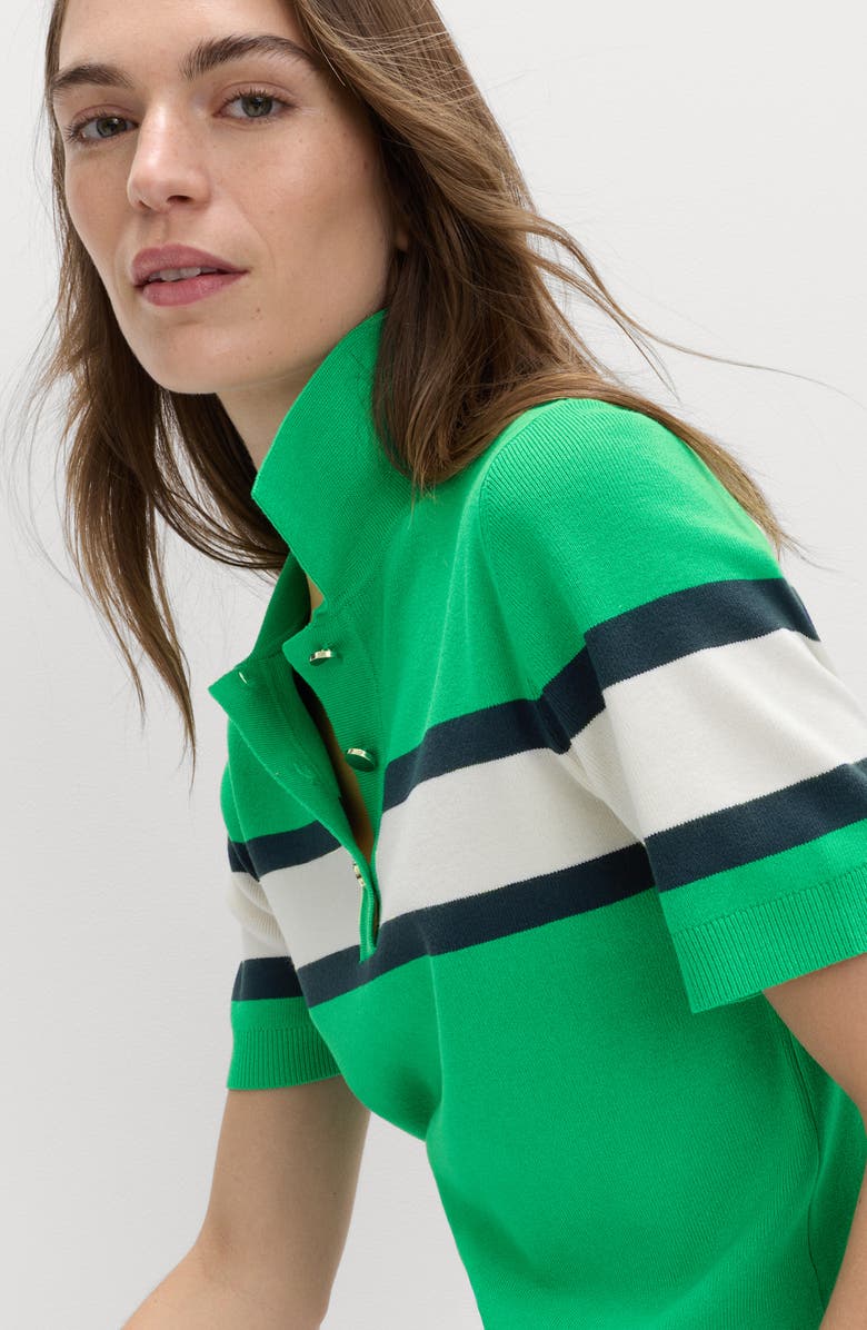M&S Compact Stripe Polo Sweater, Alternate, color, Bright Green