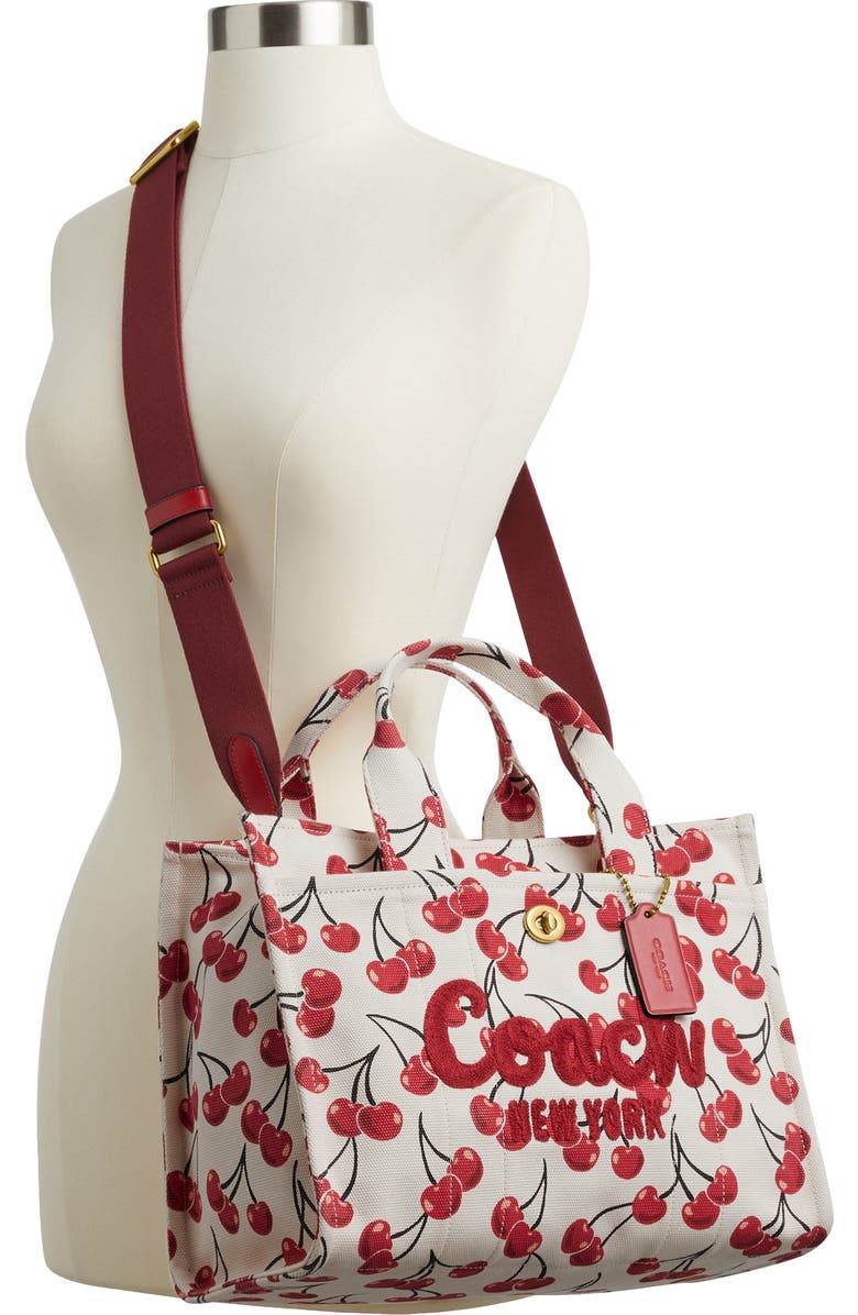 COACH Cherry Print Canvas Cargo Tote, Alternate, color,