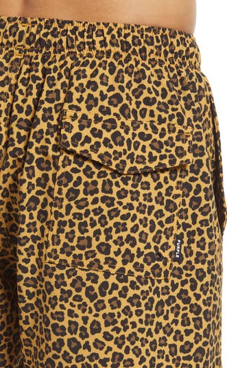 PURPLE Leopard Print Swim Trunks