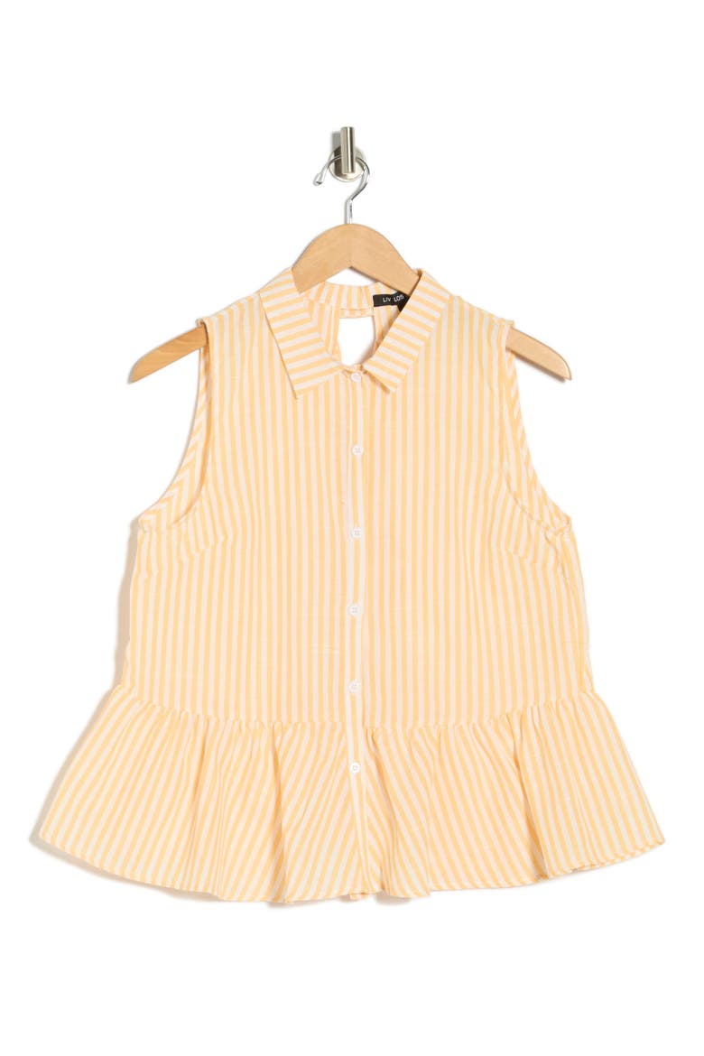 Stripe Sleeveless Peplum Top, Alternate, color, YELLOW/ WHITE