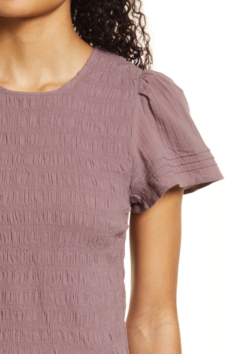 Madewell Lucie Flutter Sleeve Smocked Bodice Top, Alternate, color,