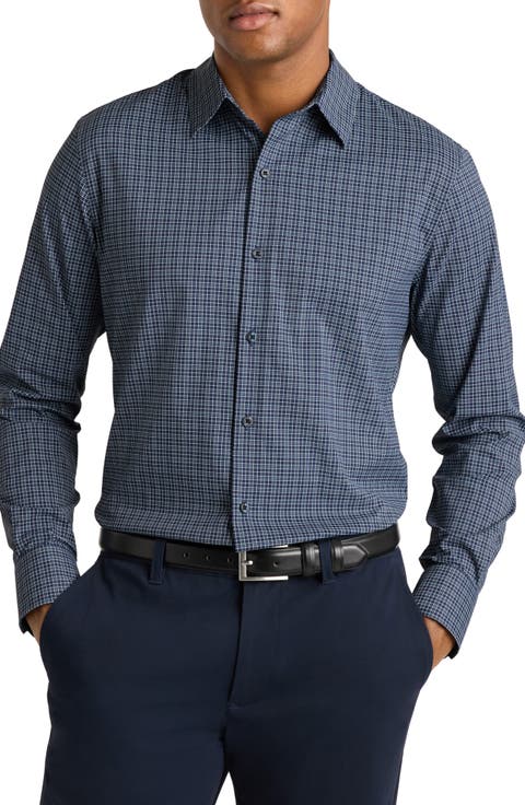 Tech Slim Fit Plaid Performance Button-Up Shirt