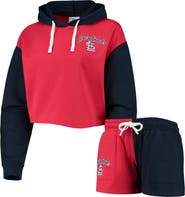 FOCO Women's FOCO Red/Navy St. Louis Cardinals Color-Block Pullover Hoodie & Shorts Lounge Set