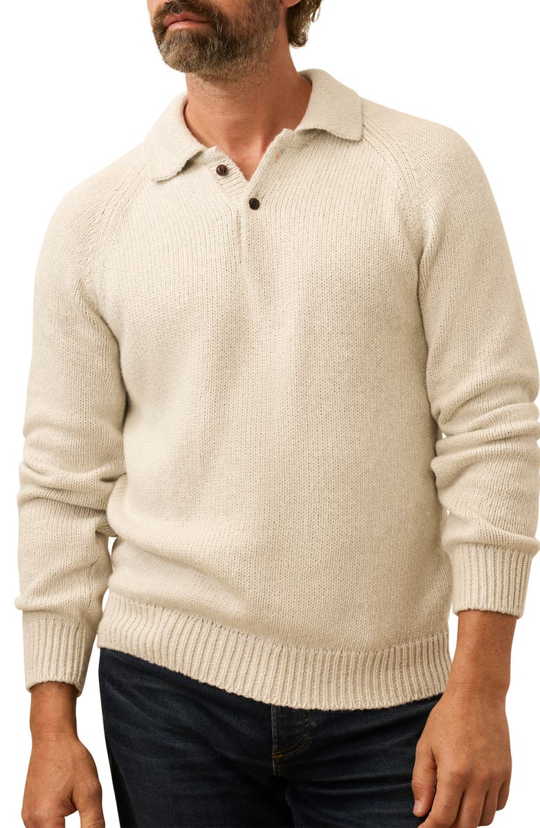 Faherty Heirloom Organic Cotton Polo Sweater, Main, color, Ice Grey Heather