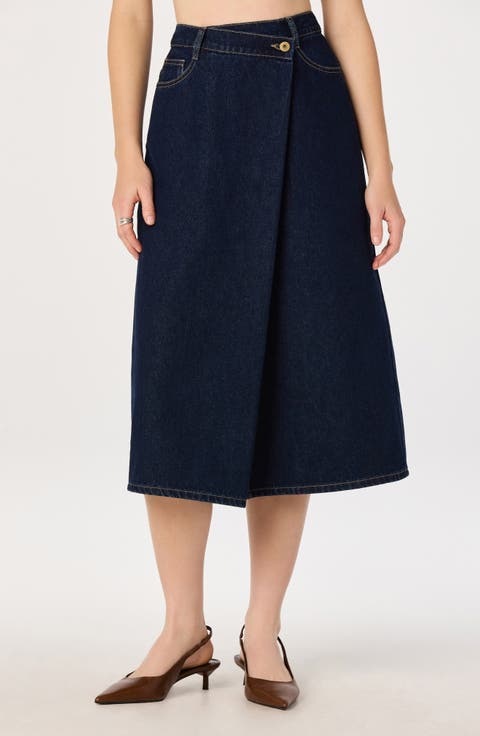 Pearl Denim Midi Skirt