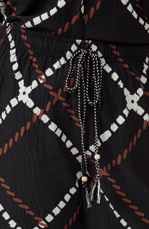 Estelle Marine Print Drawstring Pants In Black