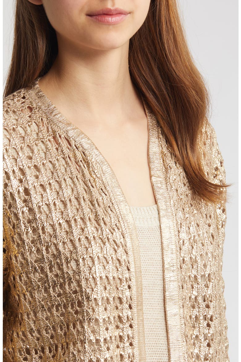 Eve Open Stitch Open Front Cardigan, Alternate, color, GOLD