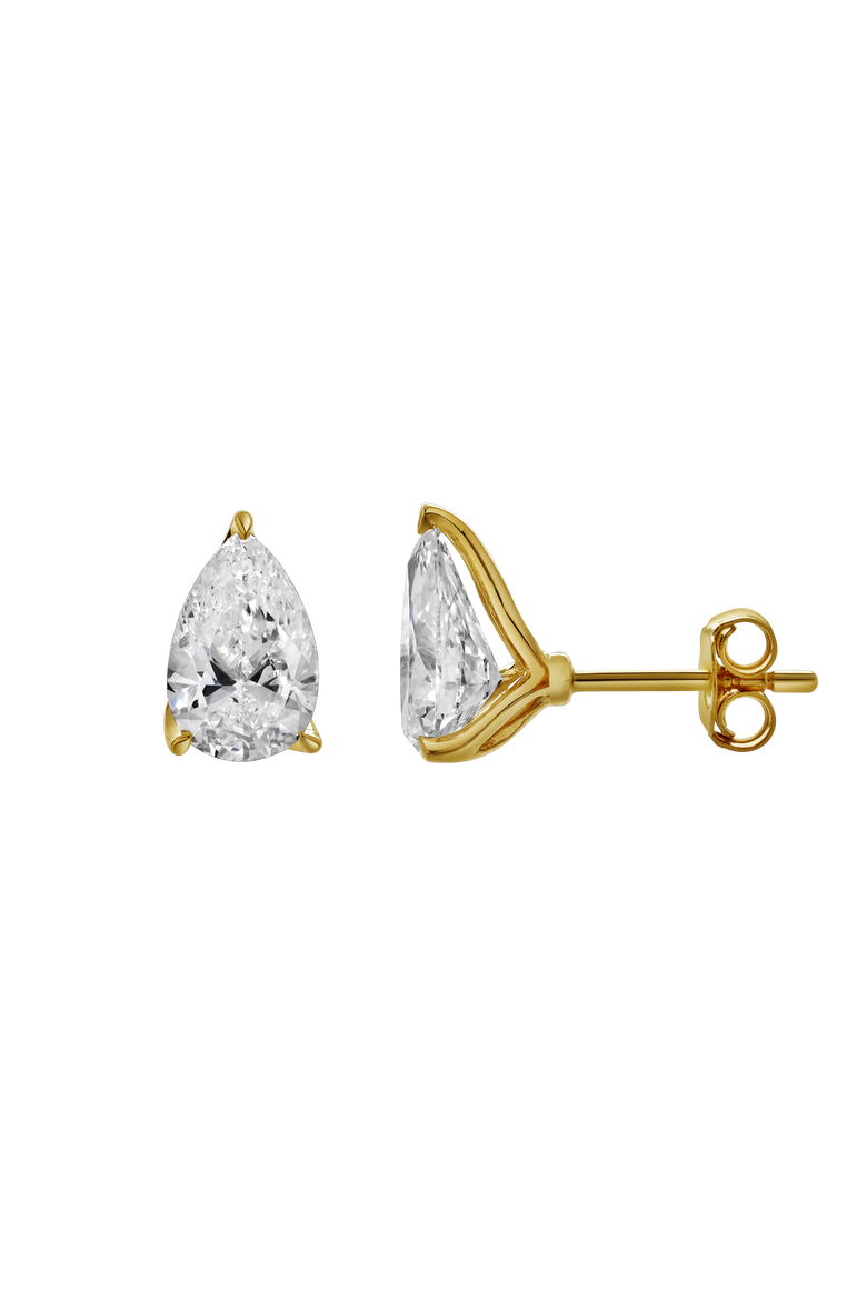 Bosc 14K Yellow Gold Lab Grown Pear Shaped Solitaire Diamond Earrings - 2.07 Cts, Main, color, 14K Yellow Gold