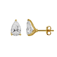 LuvMyJewelry Bosc 14K Yellow Gold Lab Grown Pear Shaped Solitaire Diamond Earrings - 2.07 Cts