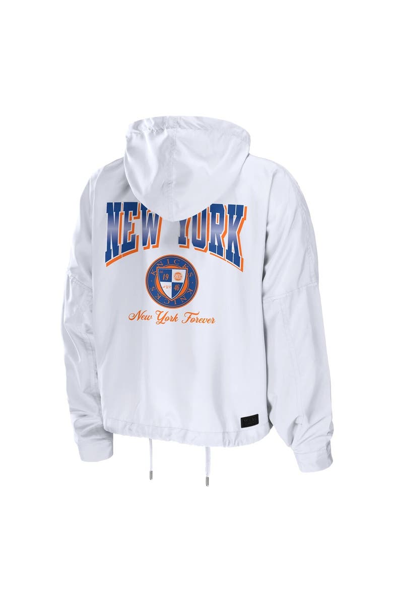 WEAR by Erin Andrews Women's WEAR by Erin Andrews White New York Knicks Cropped Full-Zip Windbreaker Jacket, Alternate, color, White