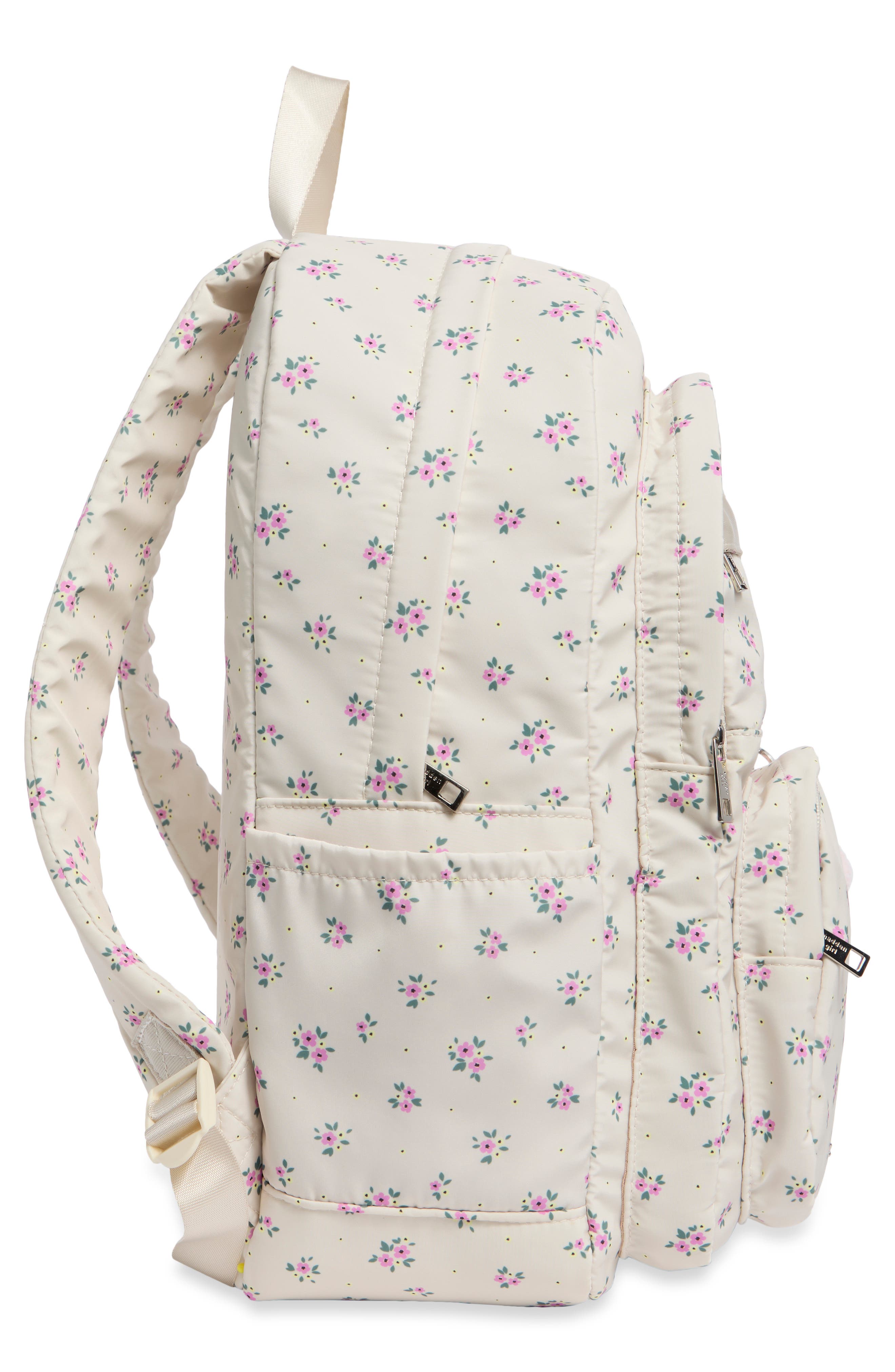 Polka Dot Nylon Dome Backpack, Alternate, color, CREAM FLORAL