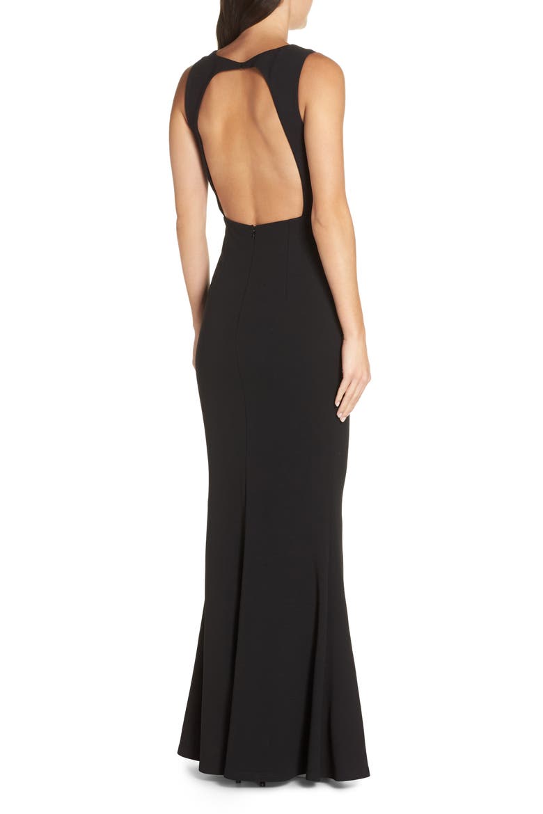Mine Backless Trumpet Gown, Alternate, color, BLACK