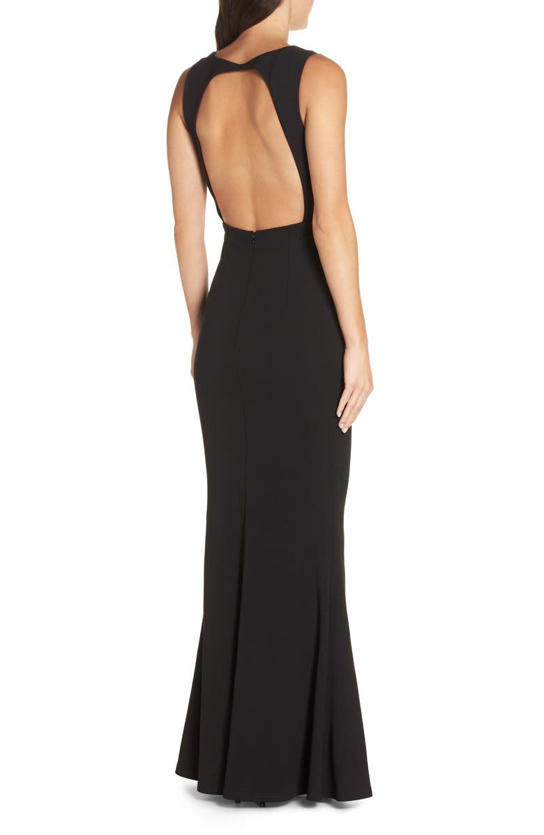 Lulus Mine Backless Trumpet Gown, Alternate, color,