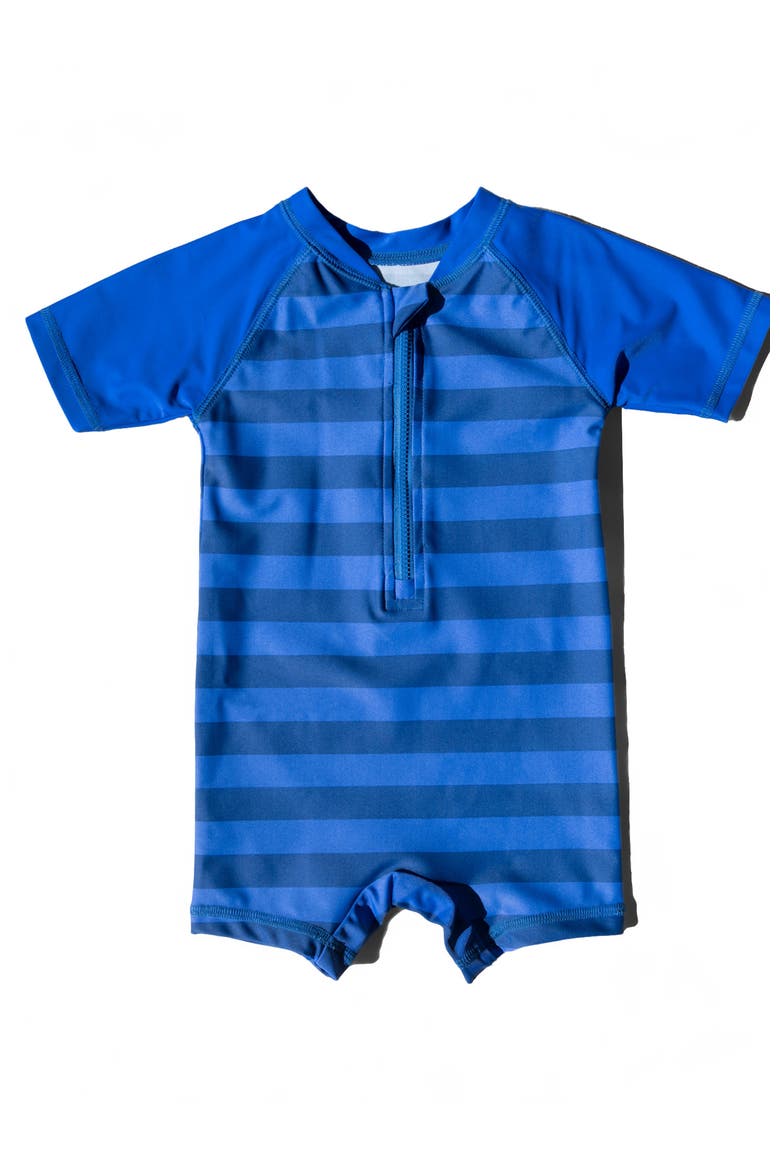 Baby One-Piece Rashguard, UPF 50+ Sun Protection Swimwear, Alternate, color, NAVY/BLUE