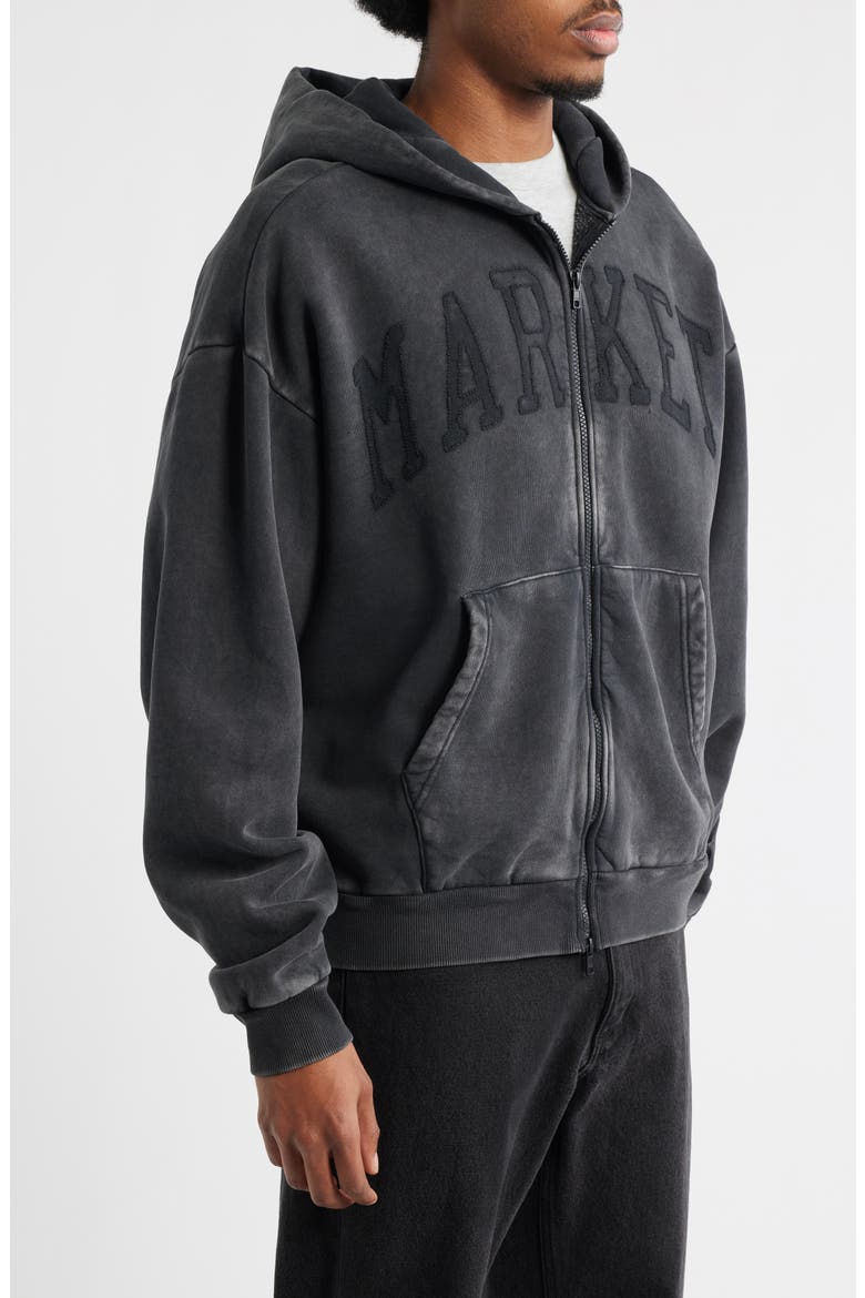 Shadow Arc Cotton Full Zip Hoodie, Alternate, color, WASHED BLACK