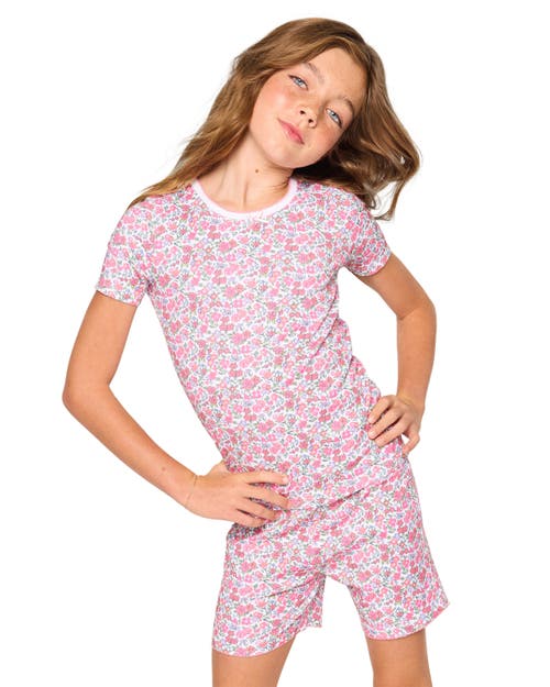 PETITE PLUME PETITE PLUME KIDS' FITTED TWO-PIECE PIMA COTTON SHORT PAJAMAS