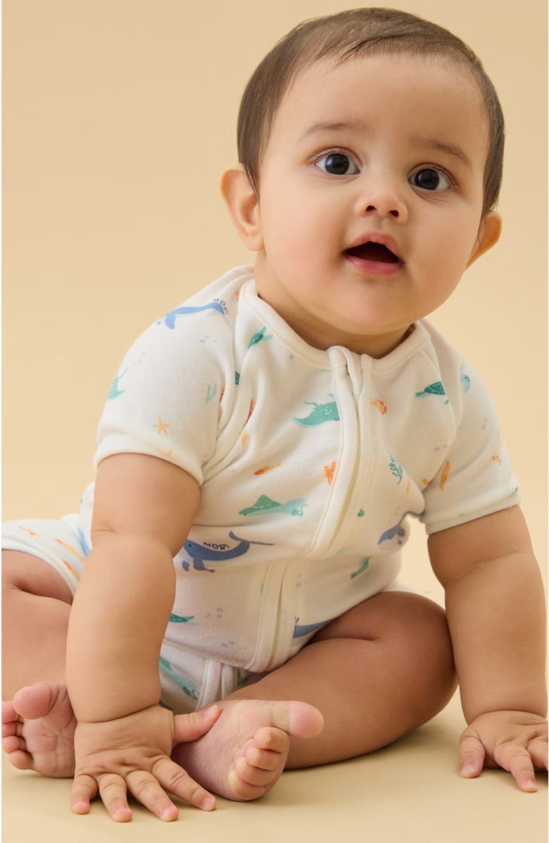 MORI Printed Ribbed Summer Zip-Up Sleepsuit, Alternate, color,