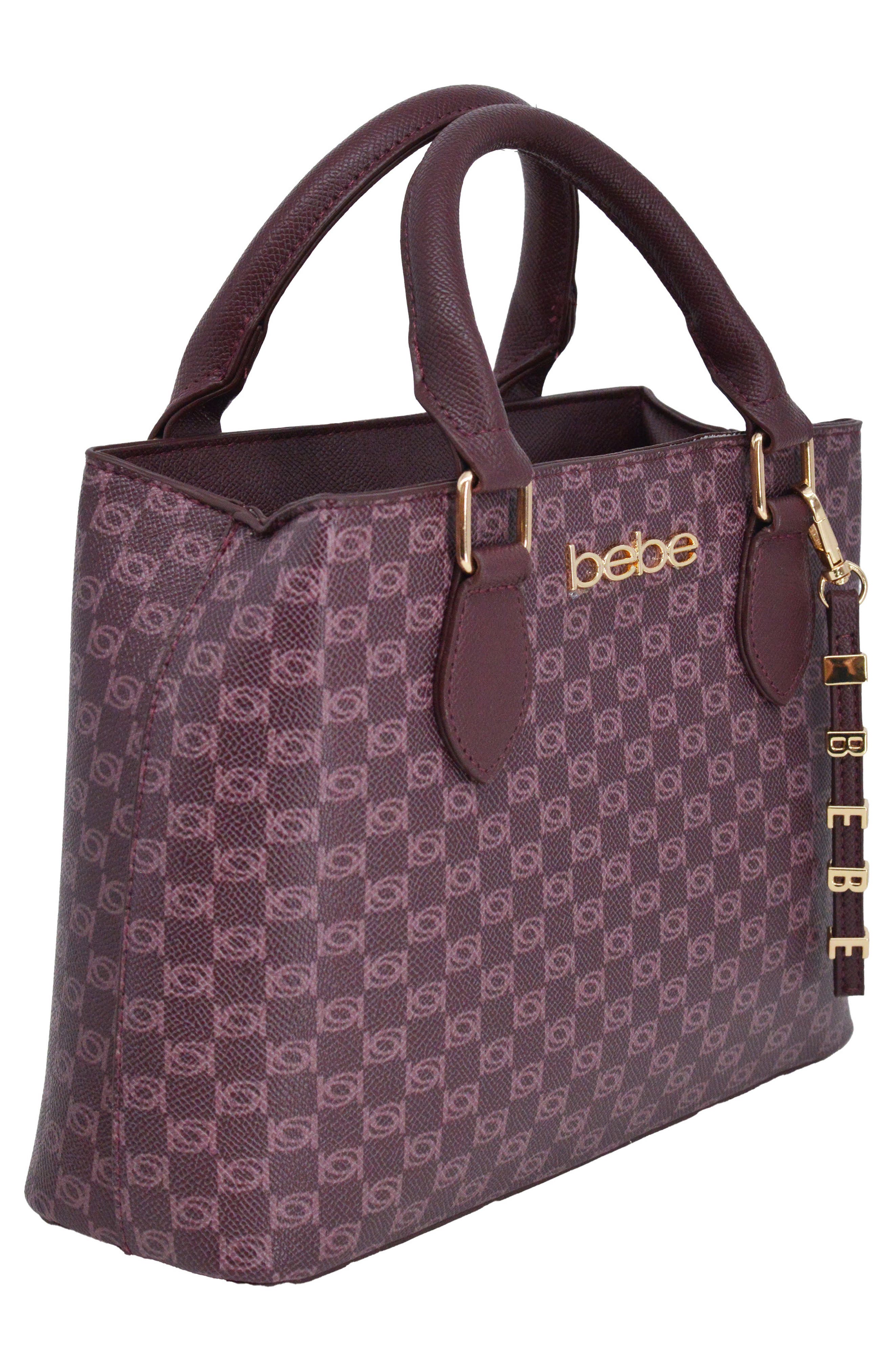 Adela Small Monogram Satchel with Wallet, Alternate, color, BURGUNDY