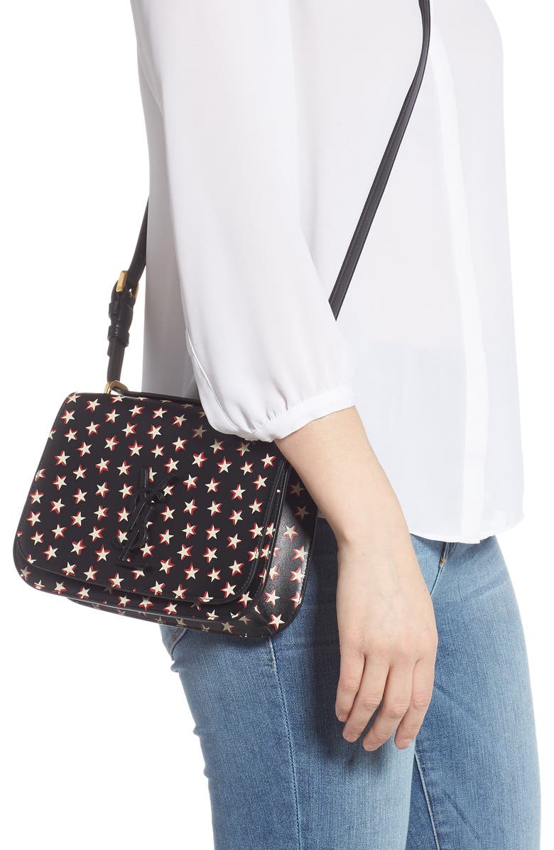 Saint Laurent Small Spontini Star Print Leather Crossbody Bag, Alternate, color,