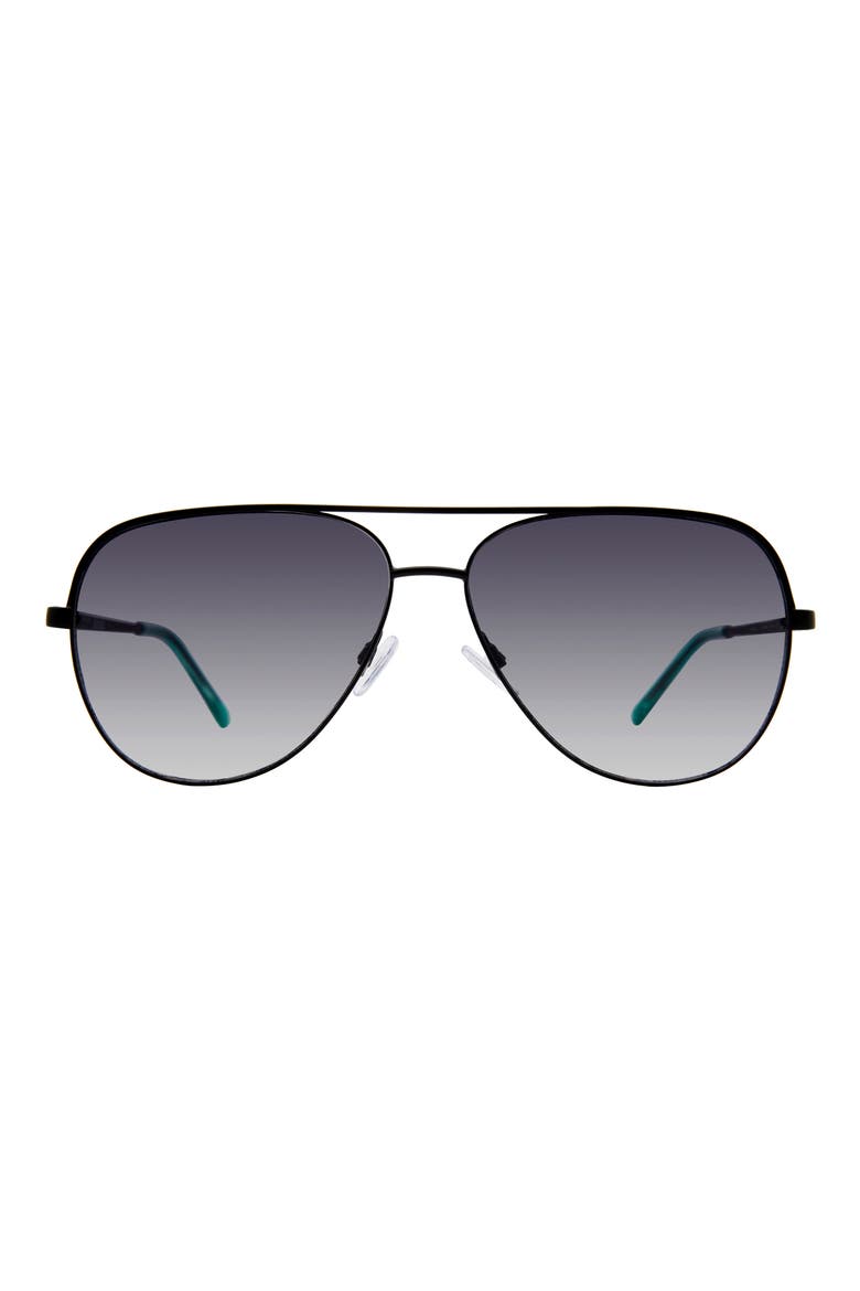 64mm Aviator Sunglasses, Main, color, BLACK CRYSTAL GREEN/ SMOKE