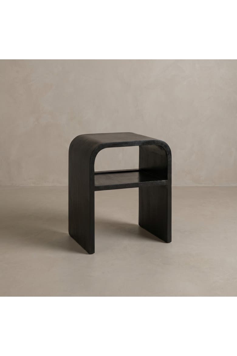Modern Waterfall Edge End Table with Shelf, Alternate, color, Black