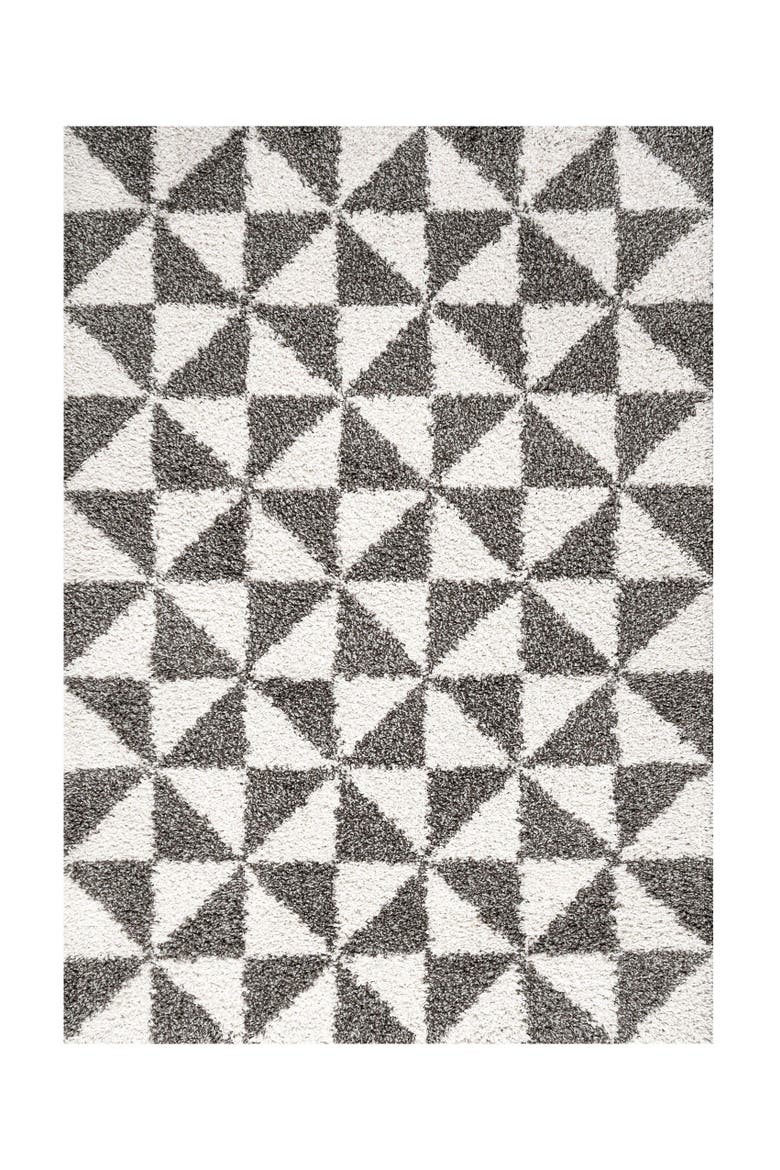 Alcudia Geometric Shag Area Rug, Main, color, Beige/Dark Gray