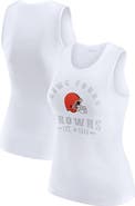 WEAR by Erin Andrews Women's WEAR by Erin Andrews  White Cleveland Browns Ribbed Graphic Tank Top