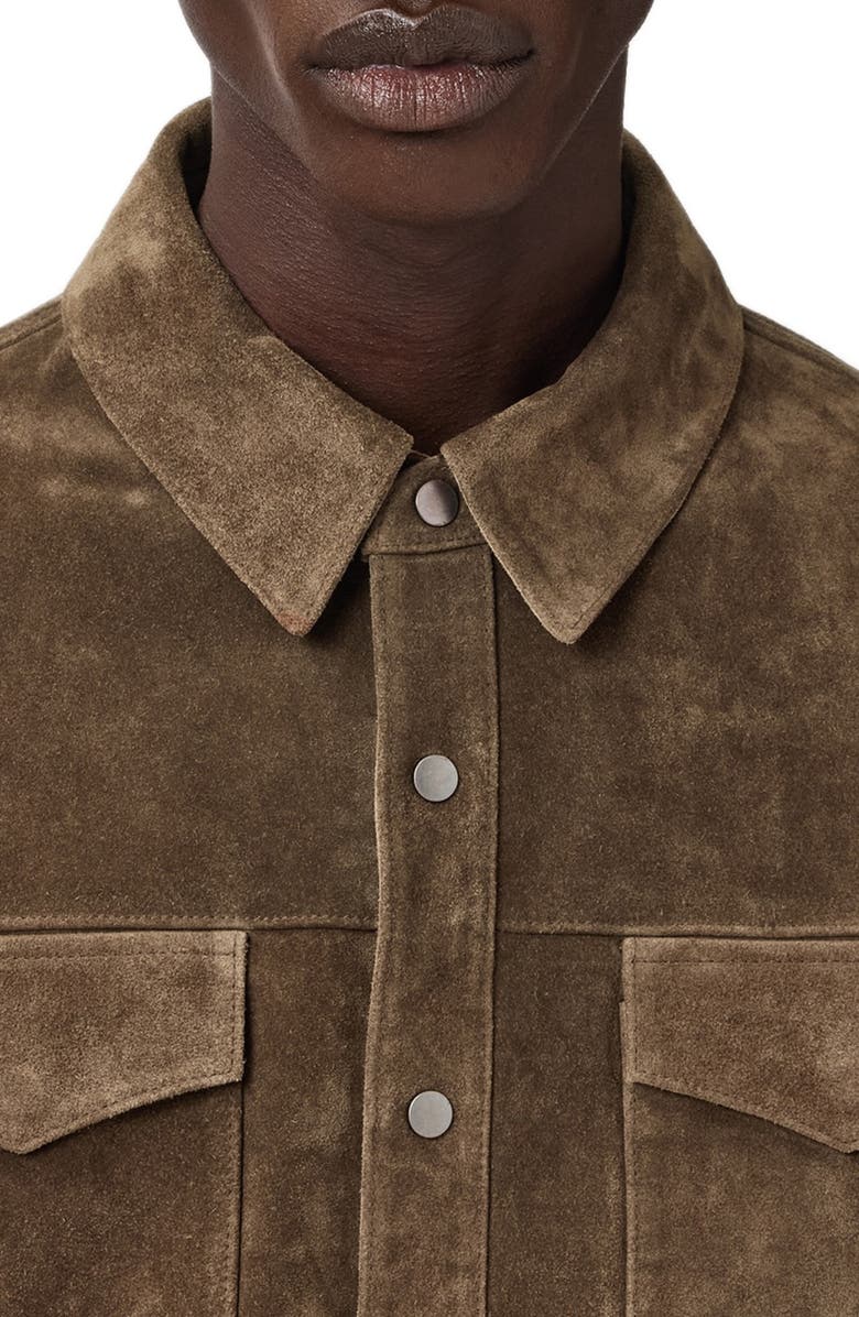 AllSaints Sully Suede Shirt Jacket, Alternate, color, Baker Brown