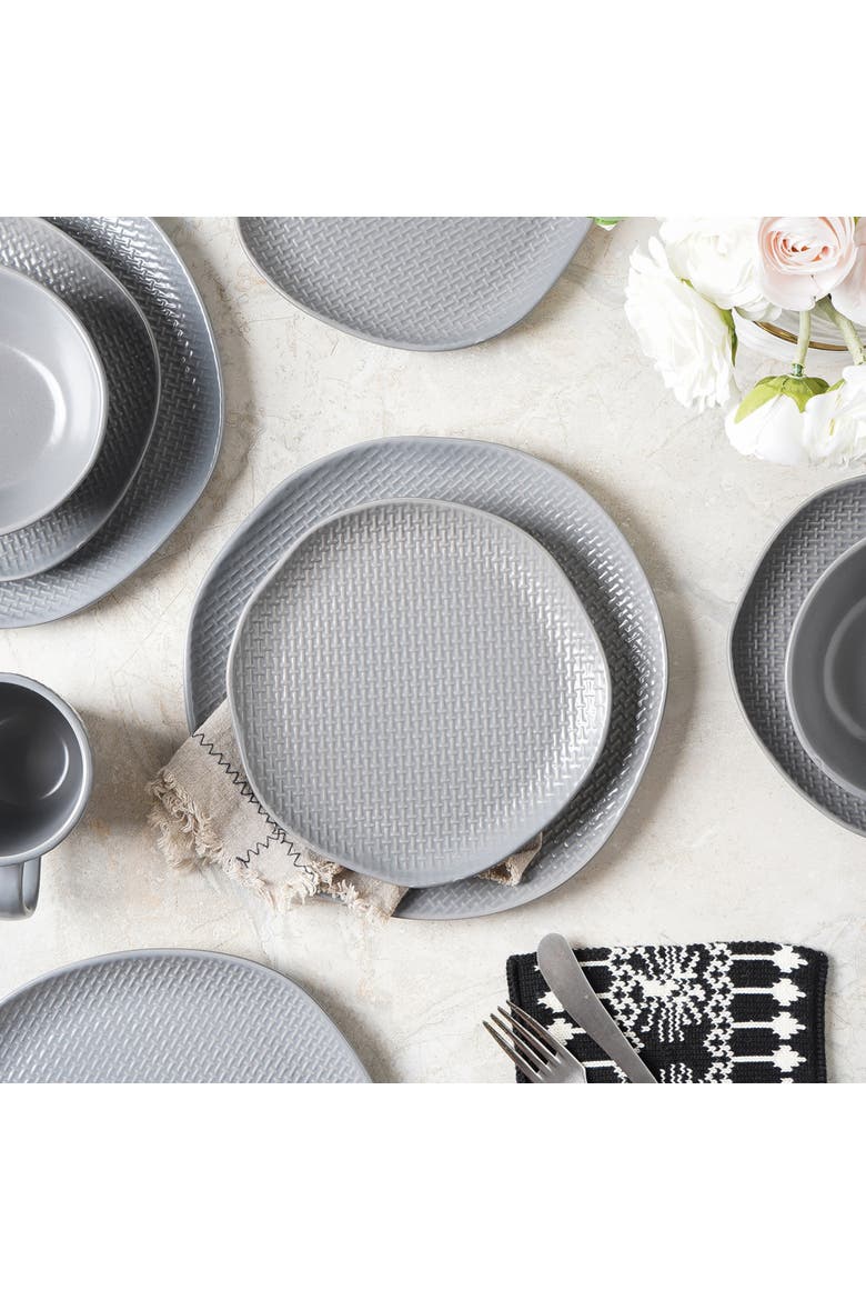 Abigael Stoneware 4-Piece Dinner Plate Set, Alternate, color, Gray