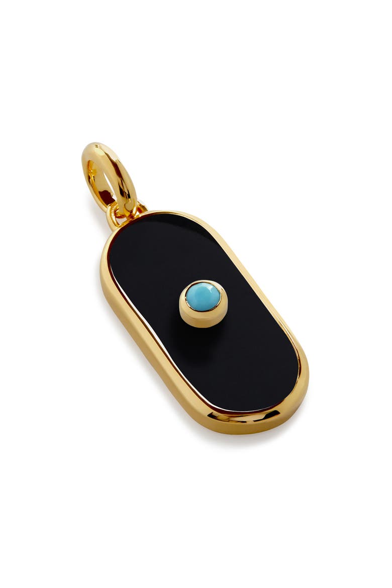 Onyx & Turquoise Tablet Pendant Charm, Main, color, 18CT GOLD VERMEIL