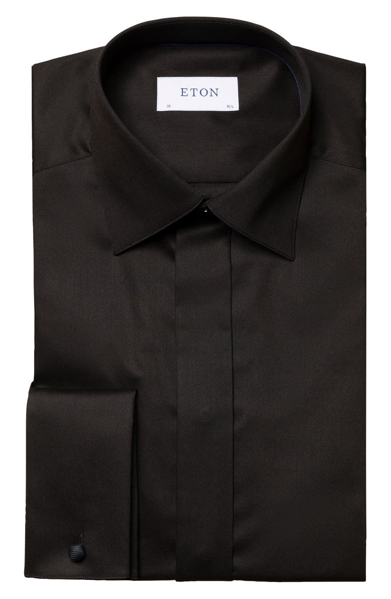 Eton Slim Fit Solid Textured Cotton Tuxedo Shirt, Alternate, color,