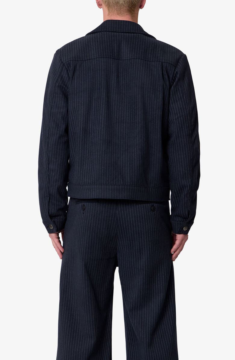 mnml Pinstripe Trucker Jacket, Alternate, color, Black/ White