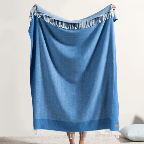 Lands Downunder Border Herringbone Throw In Blue