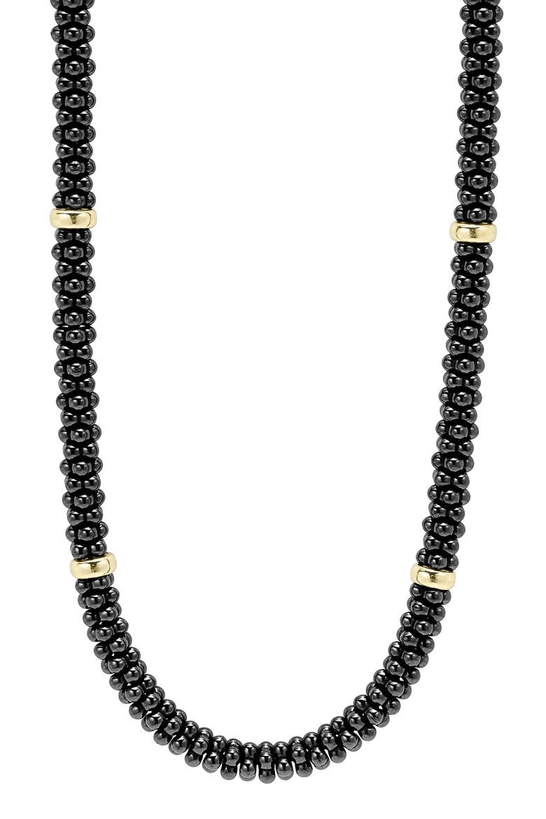 'Black Caviar' Station Rope Necklace, Alternate, color, BLACK CAVIAR/ GOLD