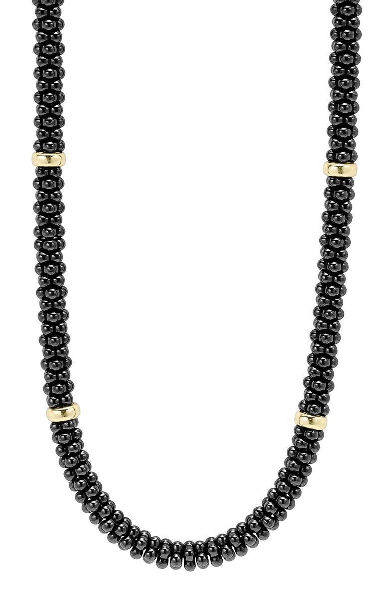 LAGOS 'Black Caviar' Station Rope Necklace, Alternate, color, 
