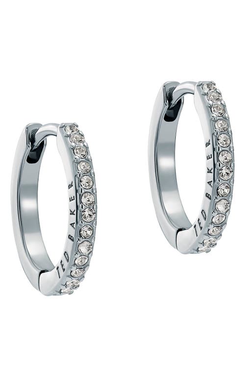 Ted Baker Heplie Pavé Hoop Earrings In Silver Tone/clear Crystal