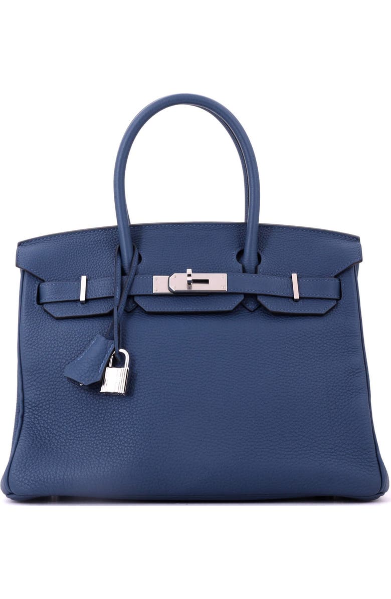 Pre-Owned Hermes Birkin Handbag Blue Togo with Palladium Hardware 30, Main, color, Deep Blue