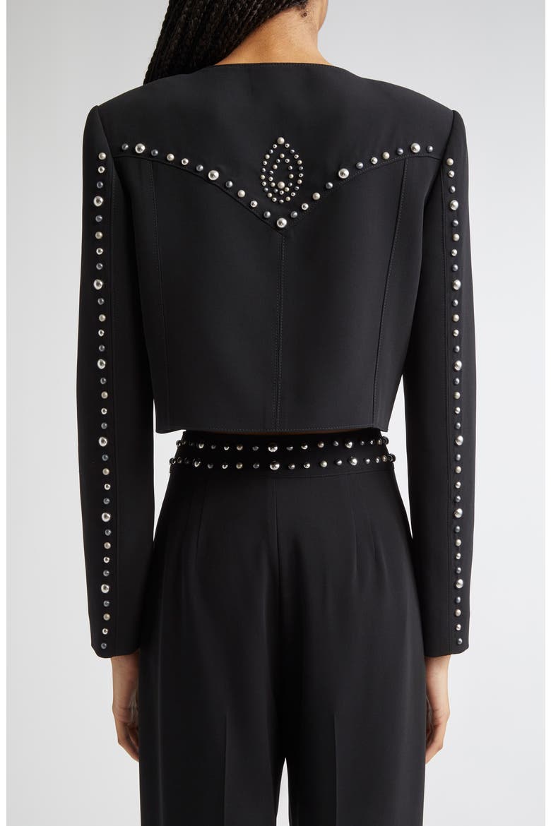 Olga Studded Crop Jacket, Alternate, color, BLACK