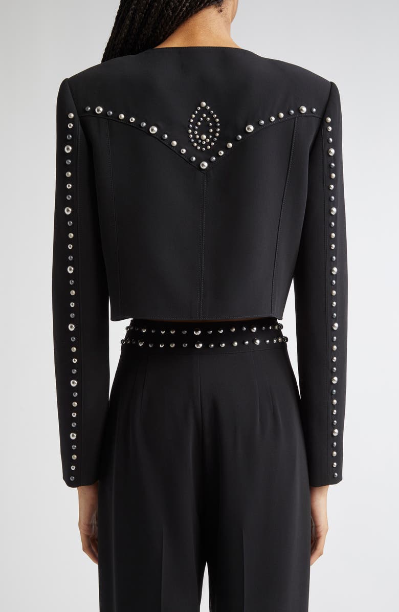 Cinq à Sept Olga Studded Crop Jacket, Alternate, color, Black