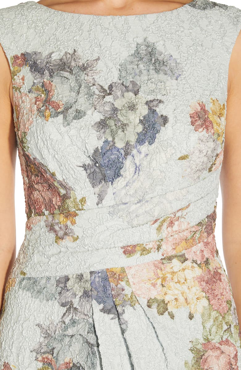 Adrianna Papell Floral Matelassé Column Evening Gown, Alternate, color,