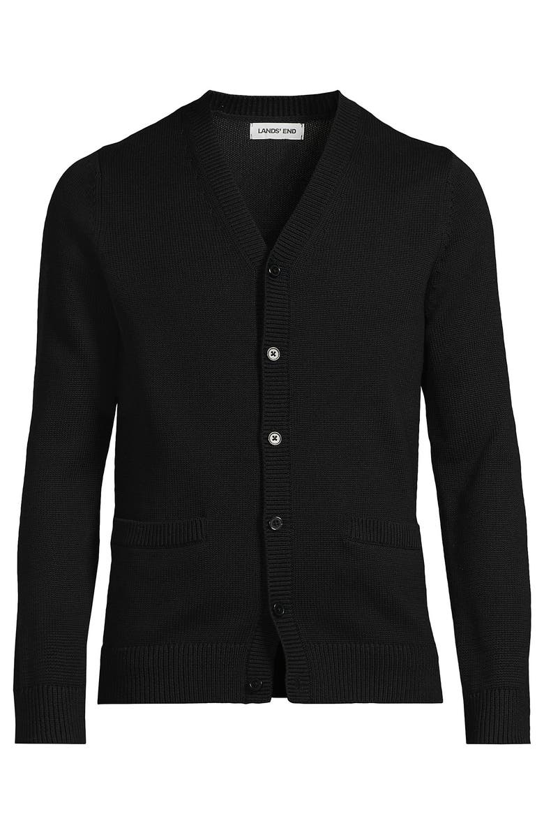 Lands' End School Uniform  Cotton Modal Button Front Cardigan Sweater, Alternate, color, Black