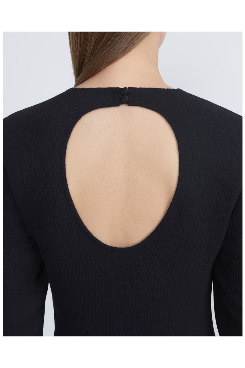 Keyhole Back Wool Nouveau Crepe Midi Dress, Alternate, color, BLACK