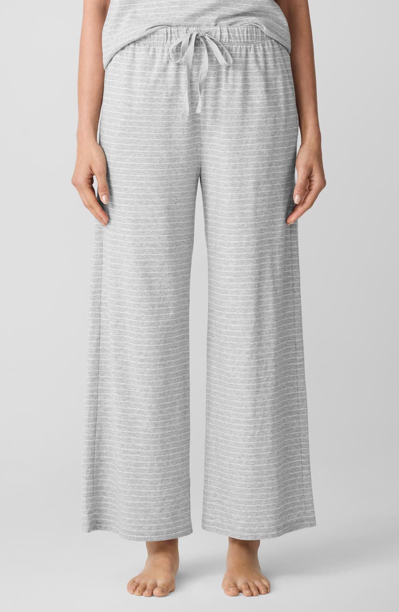 Eileen Fisher Stripe Organic Cotton Wide Leg Sleep Pants, Main, color, 