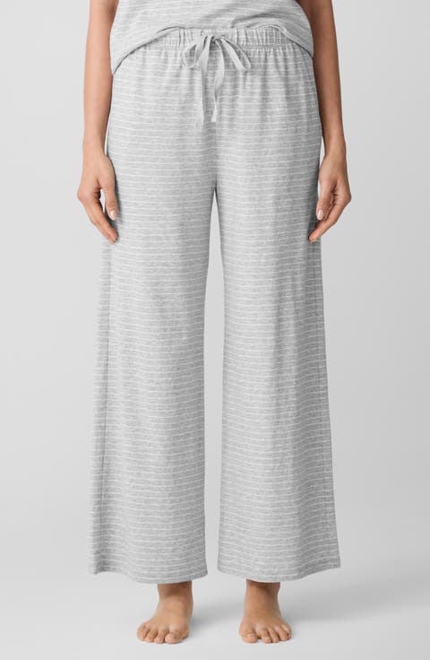 Stripe Organic Cotton Wide Leg Sleep Pants