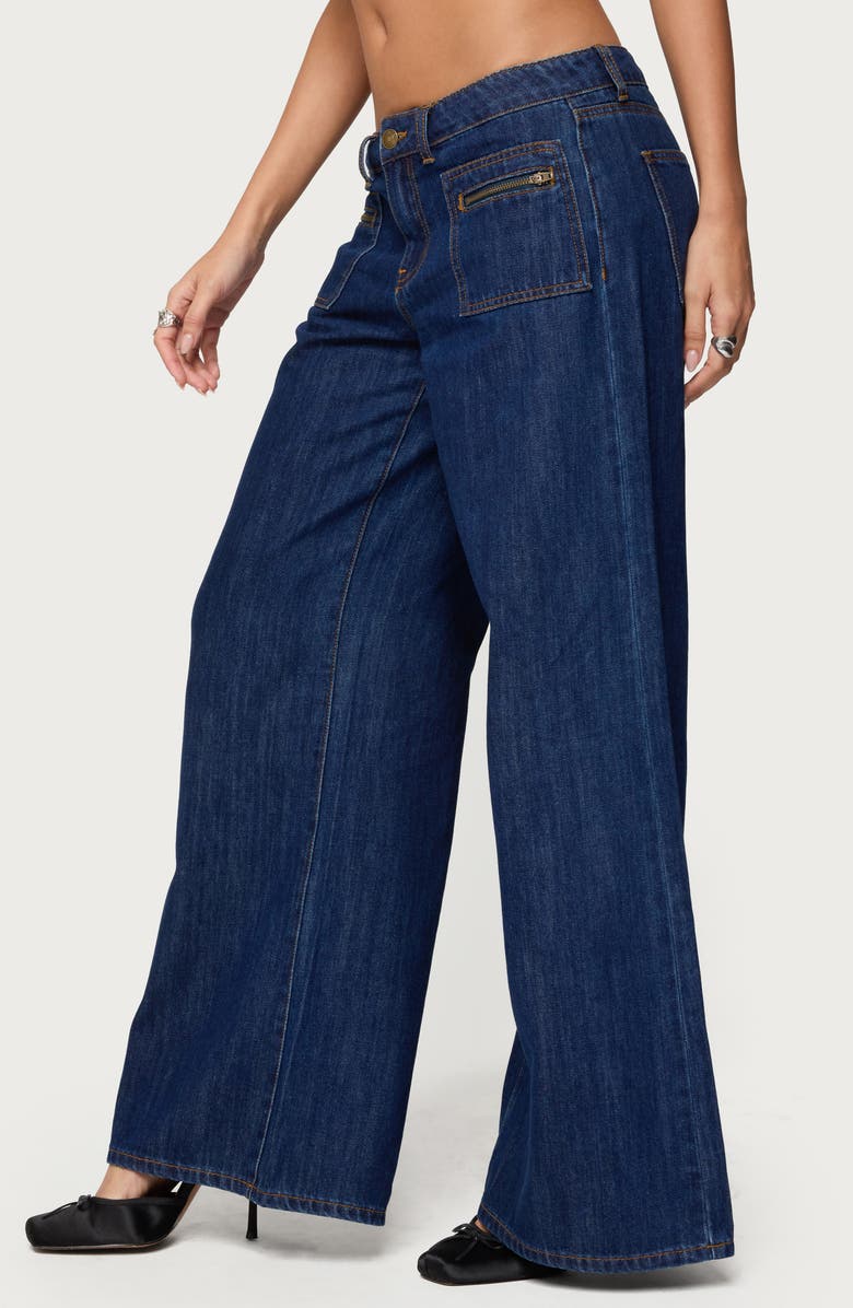 EDIKTED Jimena Low Rise Wide Leg Jeans, Alternate, color, 